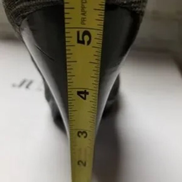 NINE WEST Smoochmeo gray and white plaid wedges pumps size 10 - Picture 9 of 9